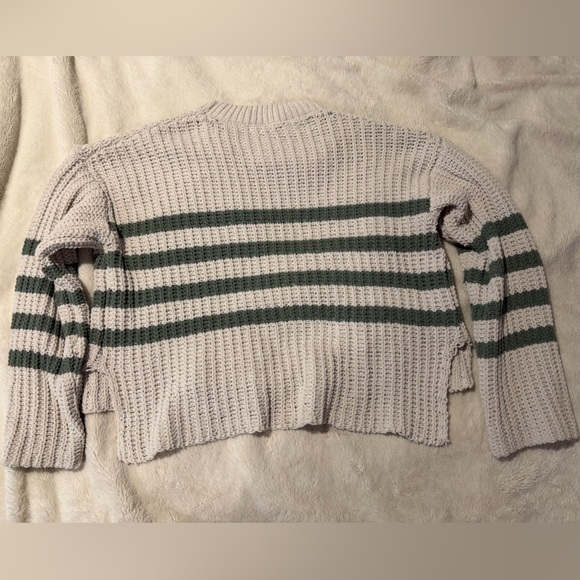 Women’s Striped Sweater in Cream and Green - Picture 4 of 4
